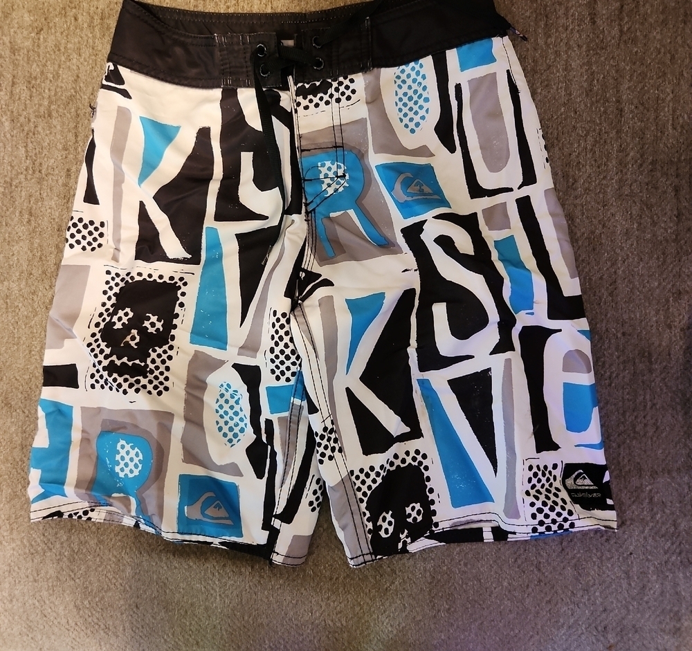 Quiksilver Boys Blue and Black Patterned Shorts